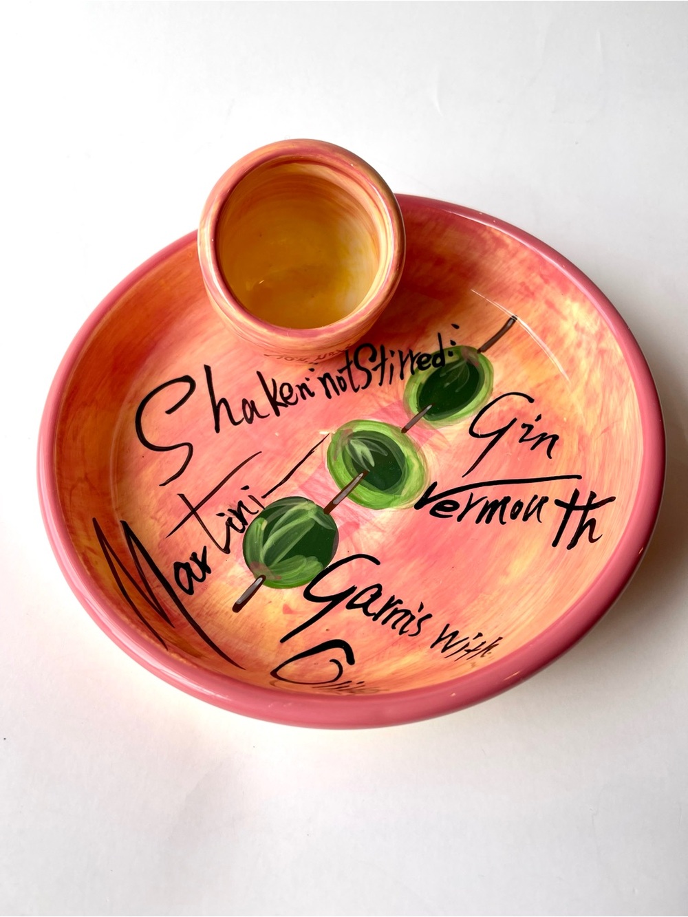 Olive Serving Dish with Toothpick Holder